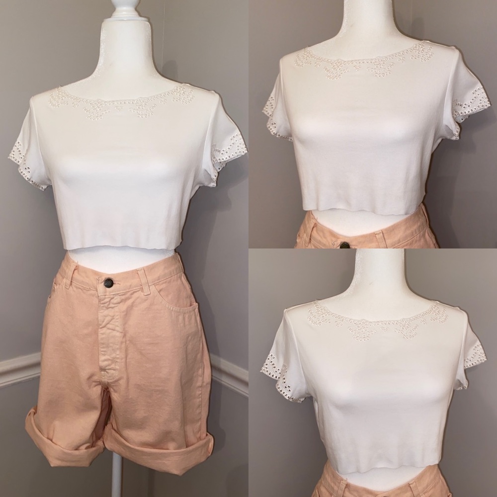 NWT vintage Liz Claiborne white eyelit shirt